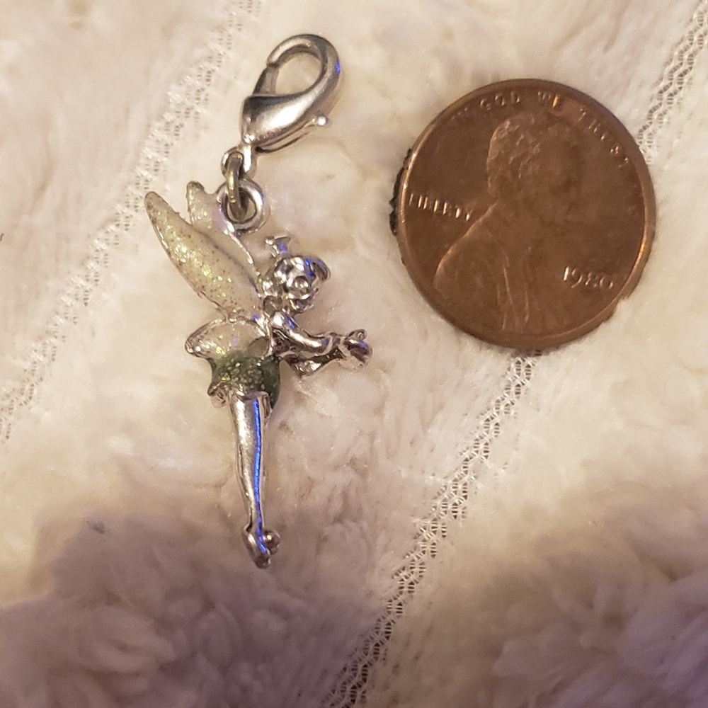2/$39 Disney Vintage Silver & Green Tinkerbell Fairy Charm Bead Deadstock - Picture 3 of 5